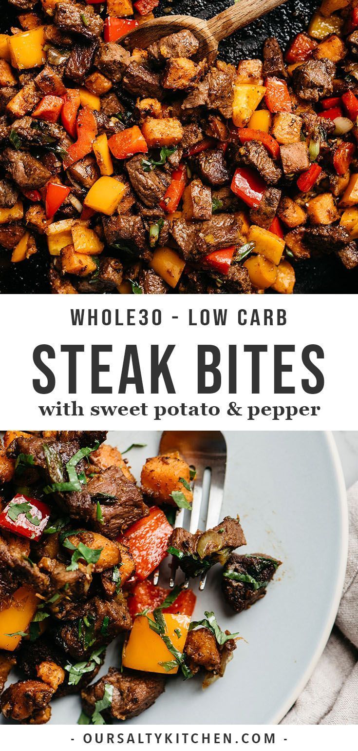Whole30 Steak Bites with Sweet Potatoes and Peppers | Our Salty Kitchen -   19 healthy recipes For Two link ideas