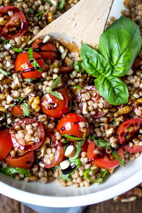 Tomato Basil Israeli Couscous Salad - The Wanderlust Kitchen -   19 healthy recipes Quinoa couscous ideas