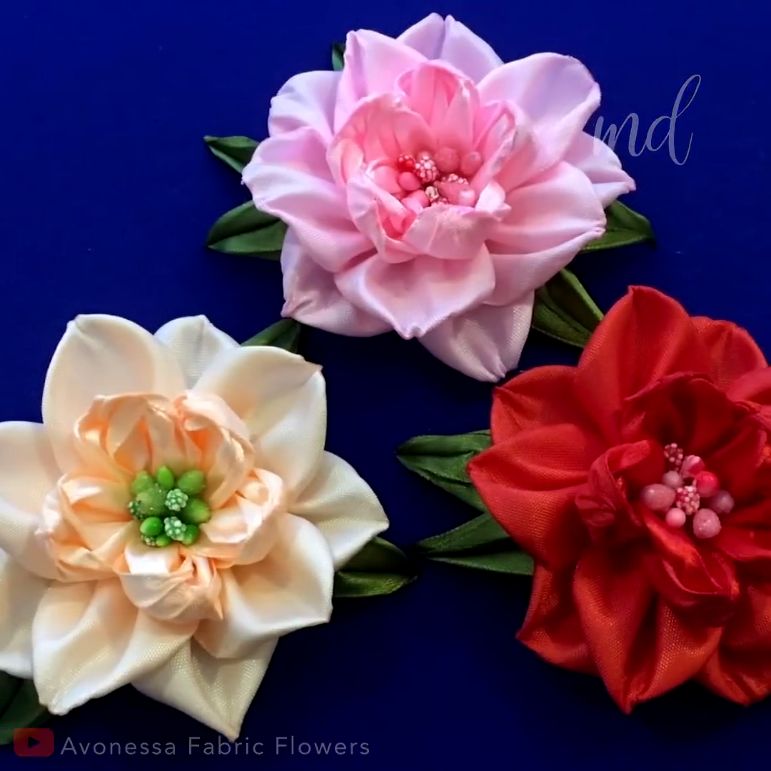 DIY RIBBON FLOWER -   21 fabric crafts Videos flowers ideas
