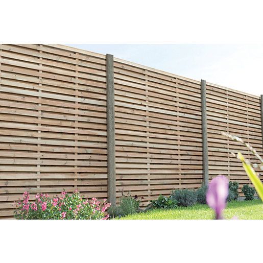 Forest Garden Contemporary Double Slatted Fence Panel - 6ft x 6ft -   15 garden design Contemporary privacy screens ideas