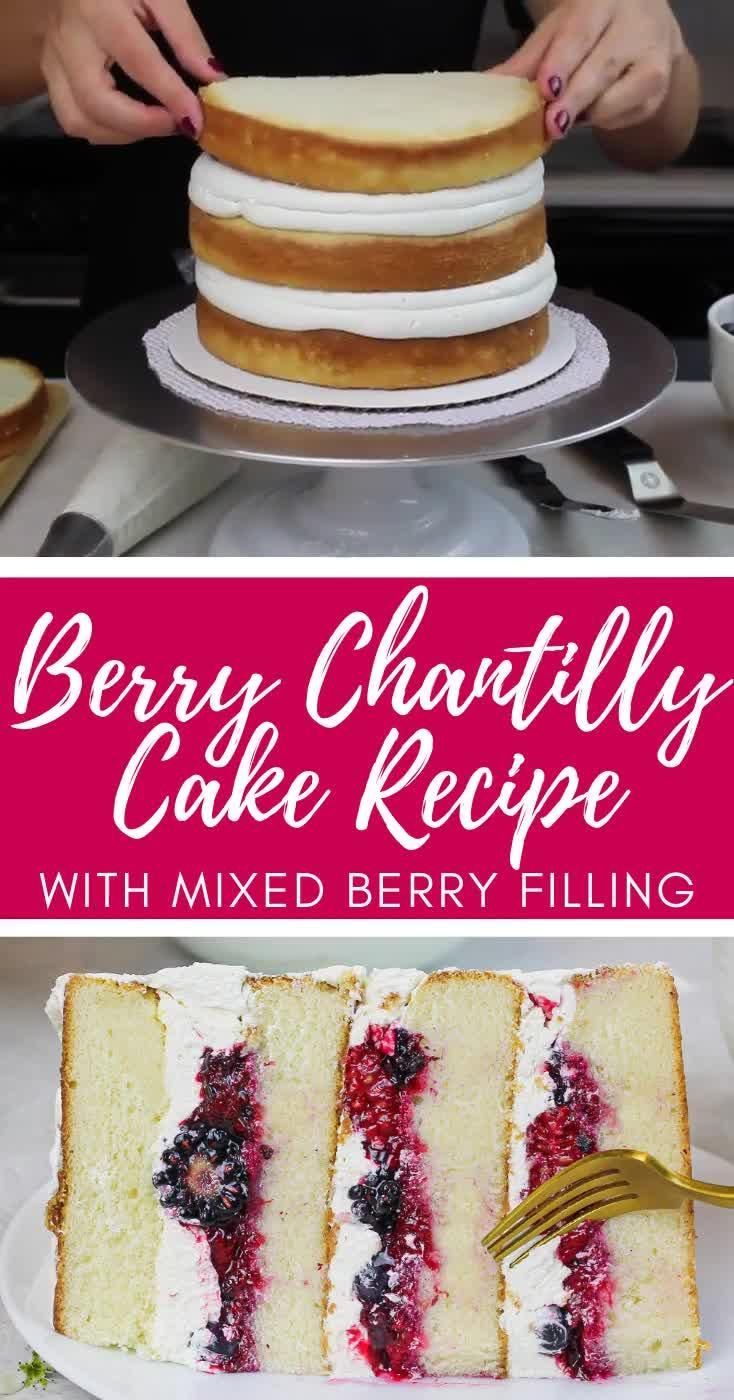 Berry Chantilly Cake: Fluffy Cake Layers filled with Juicy Berry Compote -   16 box cake Flavors ideas