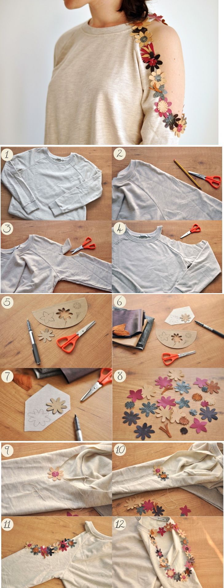 DIY: Cut out sweatshirt with flowers -   16 DIY Clothes Crafts thoughts ideas