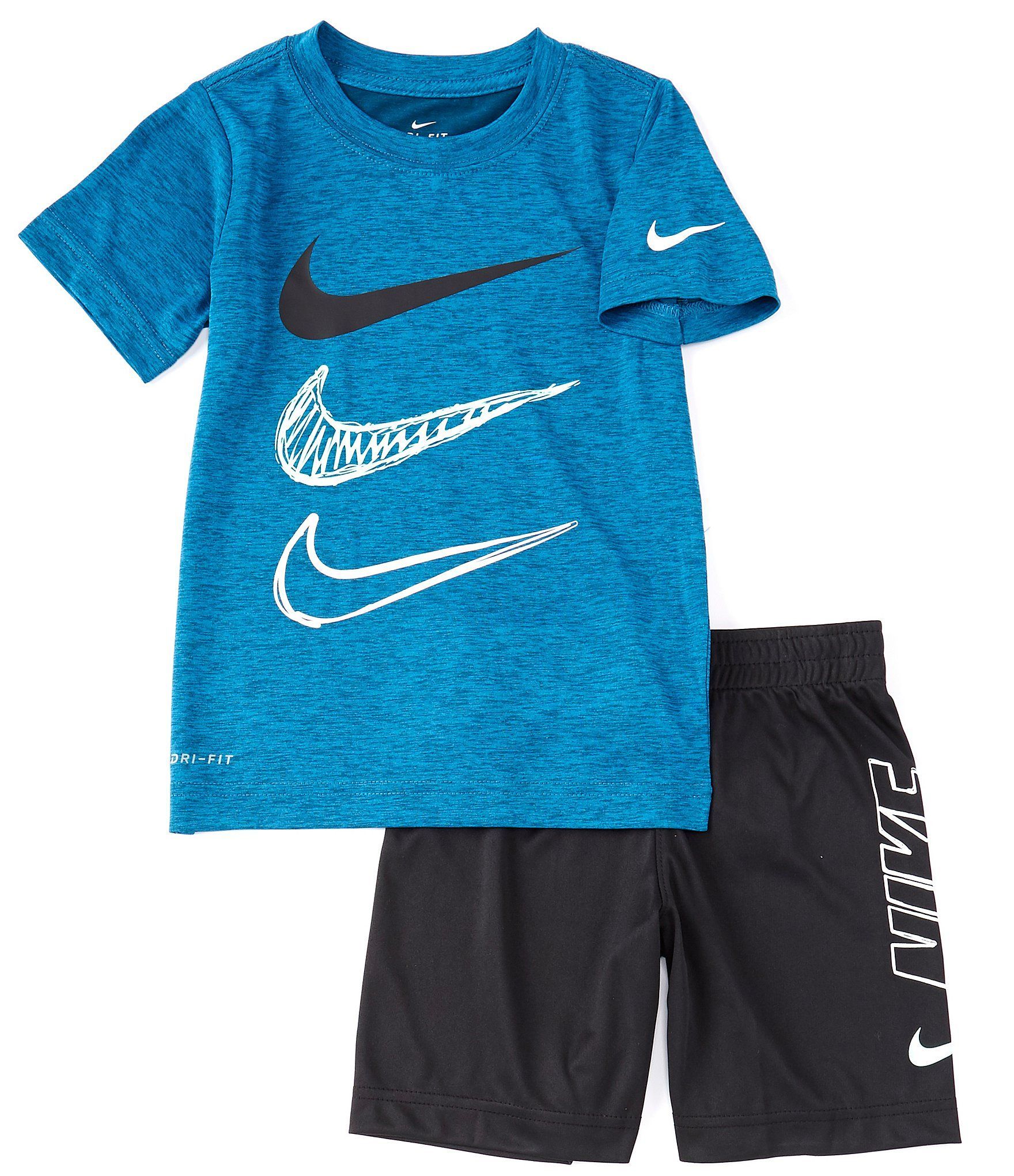 Nike Little Boys 2T-7 Short-Sleeve Dropsets Tee  Shorts Set - Black/Light Smoke Grey/Game Royal/White 7 -   17 DIY Clothes Man boys ideas
