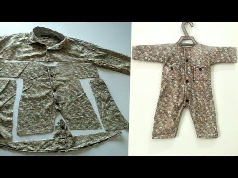 Men's shirt convert into new Born baby romper|Diy clothes hacks. -   17 DIY Clothes Man boys ideas