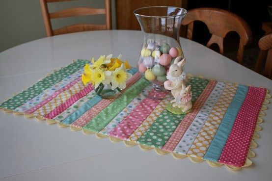 Making an Easy Easter Table Runner -   17 fabric crafts Easter table runners ideas