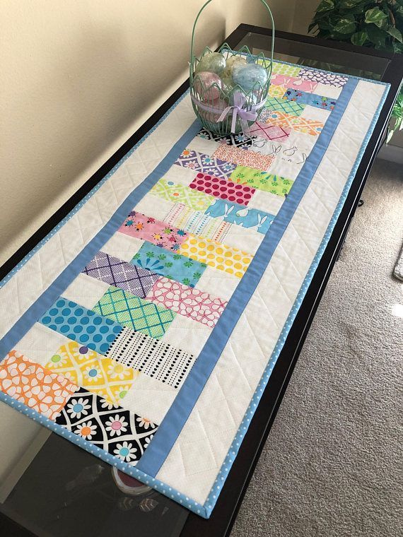 happy table runner | Bluprint -   17 fabric crafts Easter table runners ideas