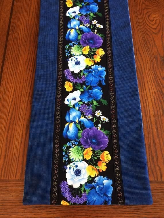 Spring Floral Table Runner, Spring Table Decor, Easter Table Decor, birds, Floral, Mother's Day, Wedding GIft, Blue Bordered, Gift Idea -   17 fabric crafts Easter table runners ideas