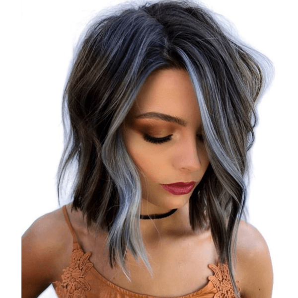 Cool-Toned Icy Blue & Brunette Foilayage - Behindthechair.com -   17 hair Highlights bob ideas
