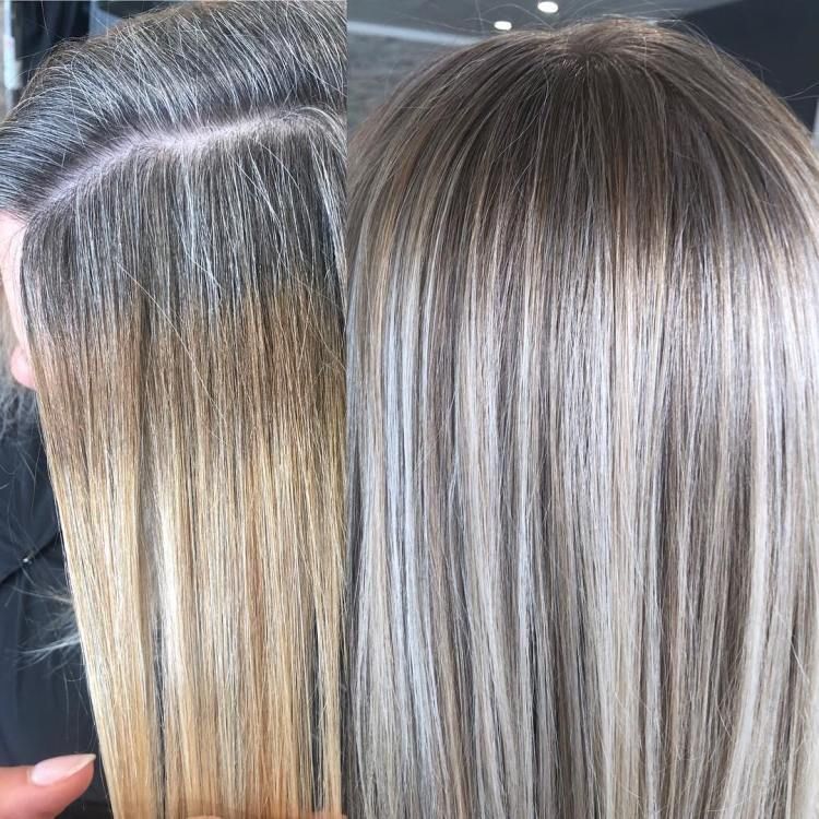 5 Ways of Blending Gray Hair Without Regular Root Touch Ups -   17 hair Highlights bob ideas