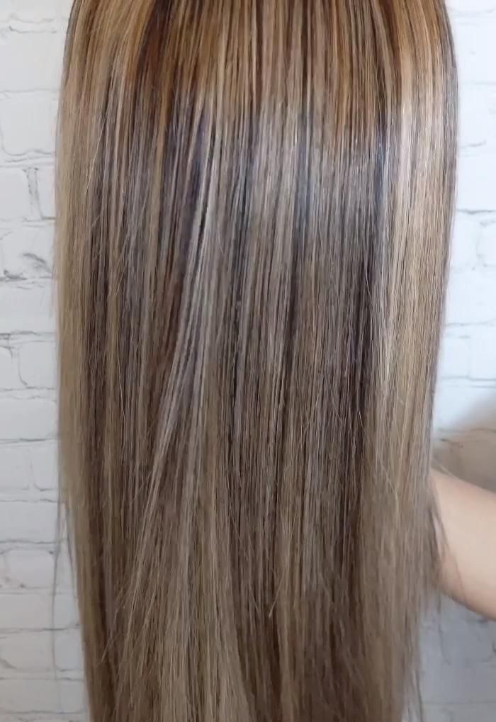 Long Straight Blonde Hair Highlights - Lace Front Wig -   17 hair Highlights bob ideas