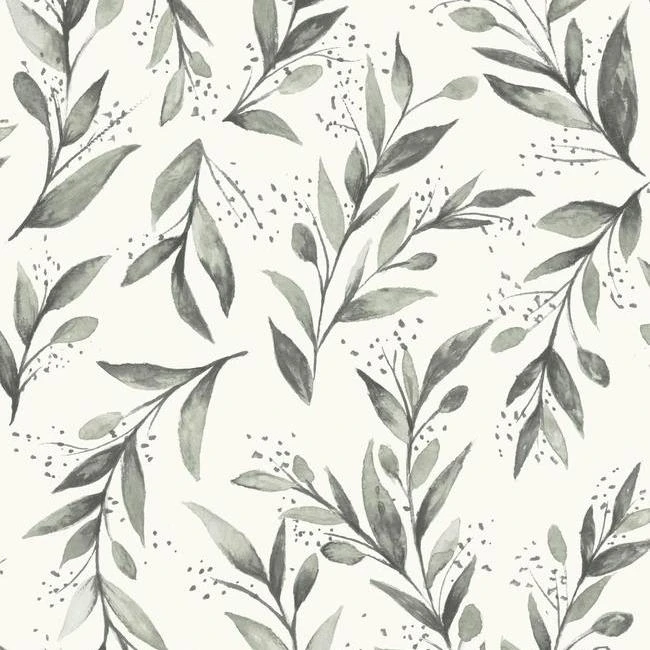 Olive Branch Wallpaper in Charcoal from Magnolia Home Vol. 2 by Joanna Gaines -   18 plants Wallpaper bathroom ideas