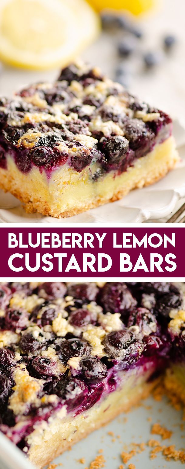 Blueberry Lemon Custard Bars -   19 desserts Amazing cooking ideas