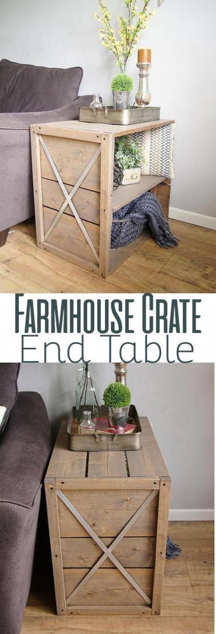 Farmhouse Crate End Table -   19 diy projects Decoration side tables ideas