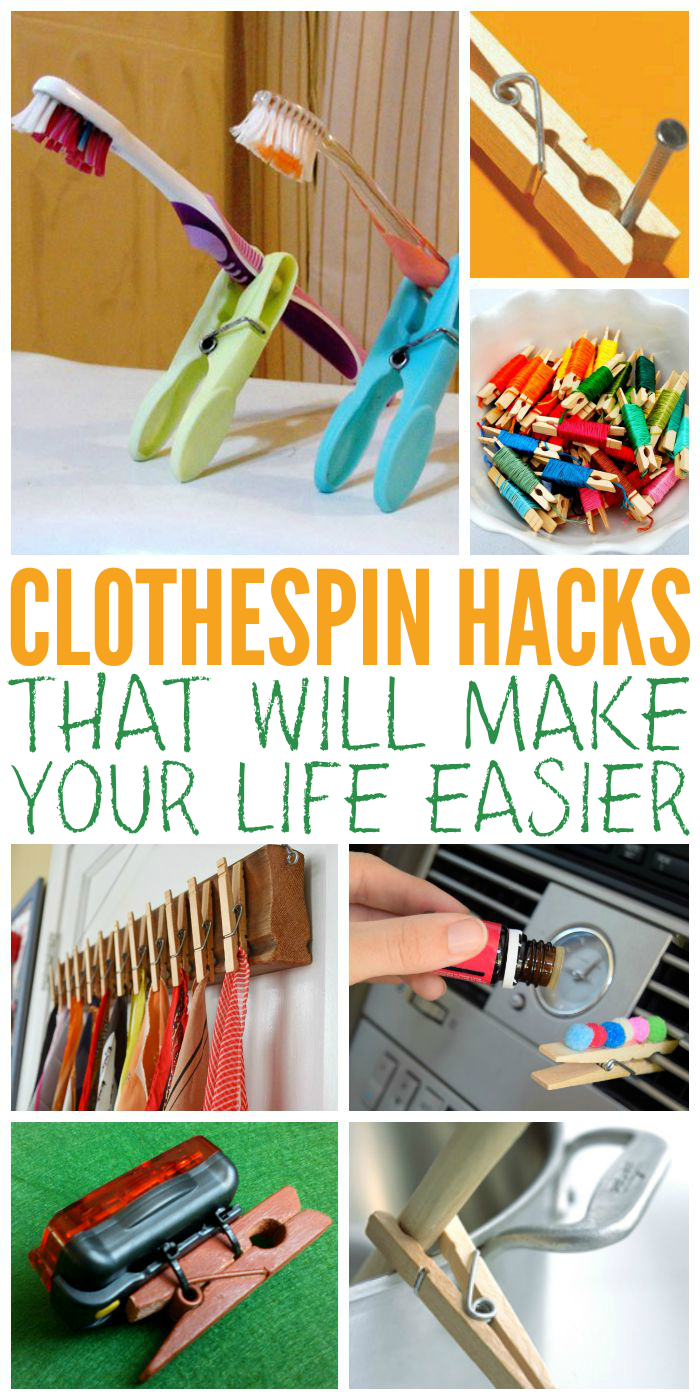 Clothespin Hacks and Organization Tips That Will Make Your Life Easier -   19 diy projects For Organization life hacks ideas