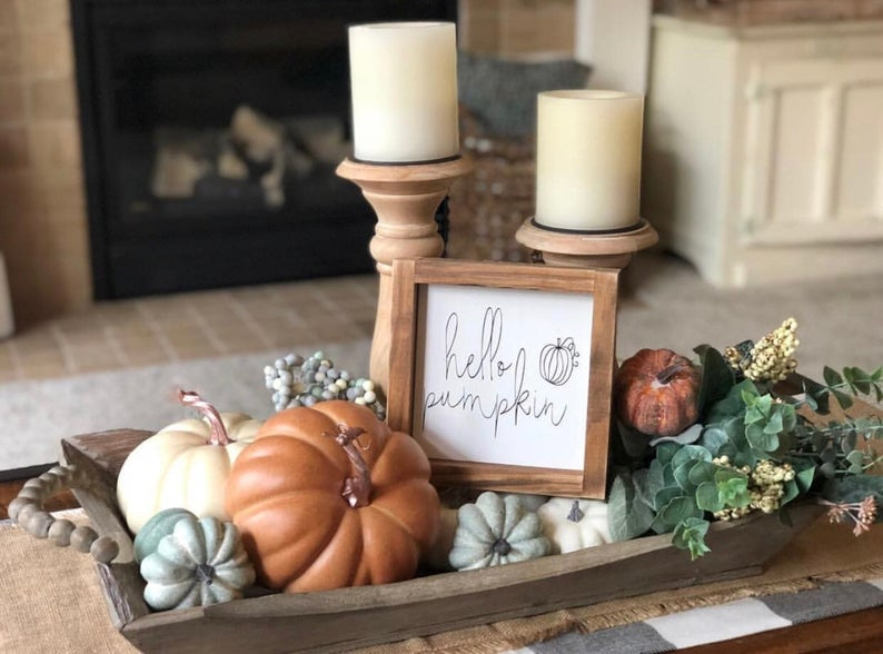 Hello pumpkin sign, fall sign, autumn sign, gift -   19 fall decor ideas