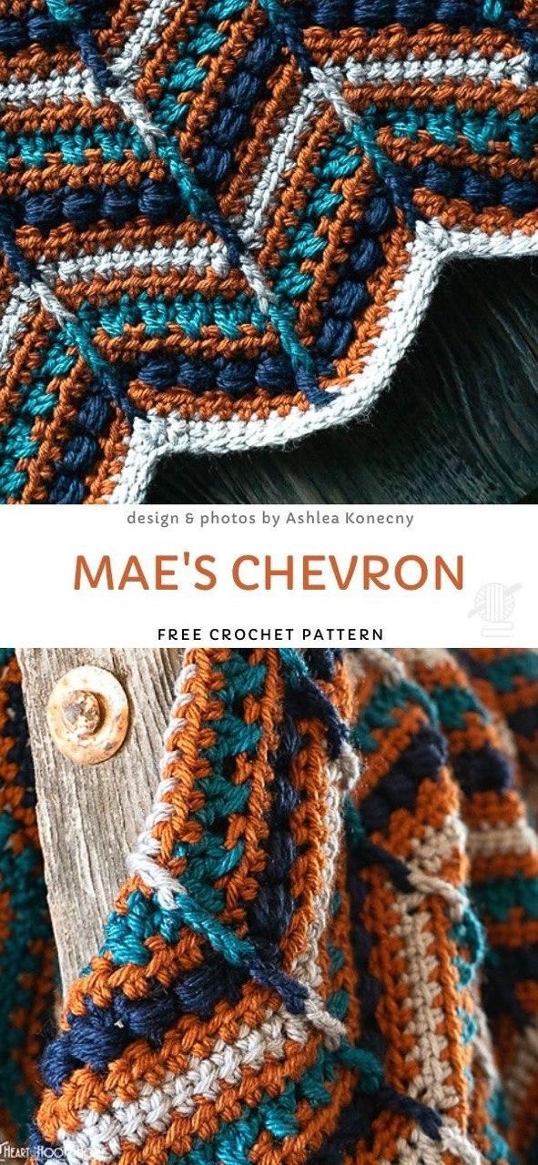 Mae's Chevron Free Crochet Pattern -   19 knitting and crochet Patterns haken ideas