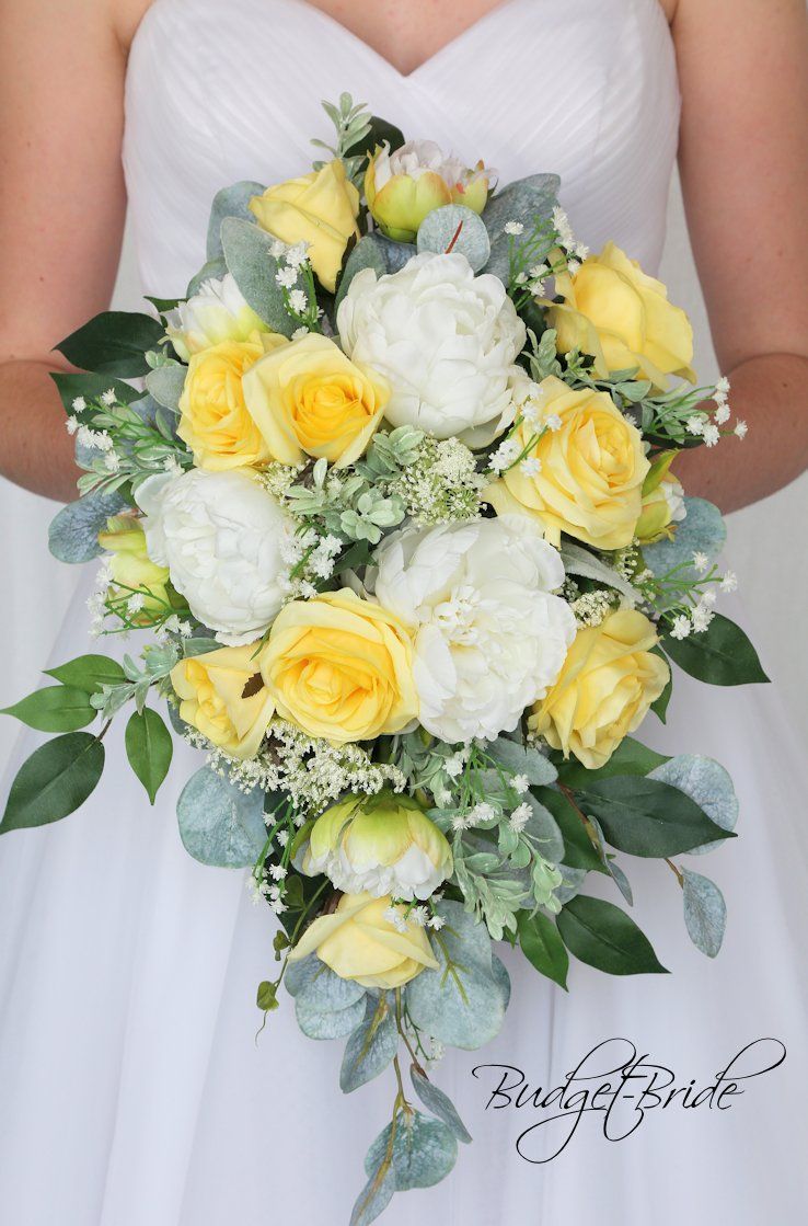 White and Yellow Cascading bouquet -   19 wedding Bouquets yellow ideas