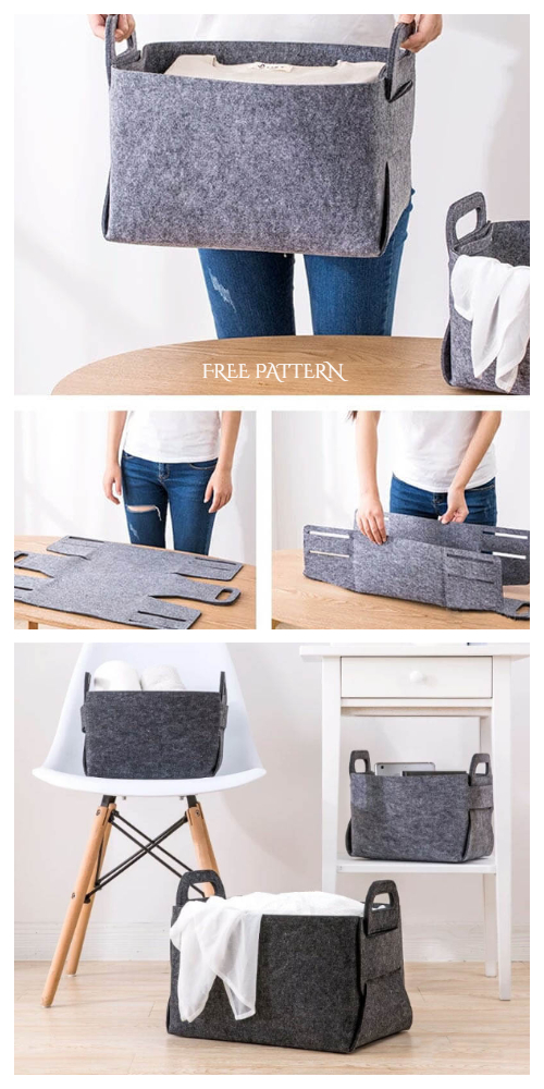 DIY No Sew Felt Storage Basket Free Patterns | Fabric Art DIY -   23 diy Bag storage ideas