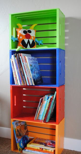 DIY Bookshelf Made From Crates -   23 diy Bookshelf classroom ideas