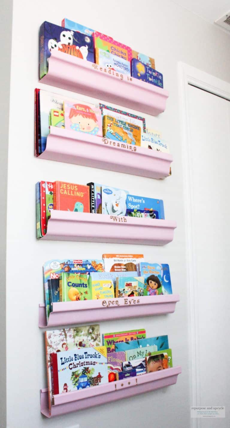 Five DIY Rain Gutter Bookshelves Under $10 -   23 diy Bookshelf classroom ideas