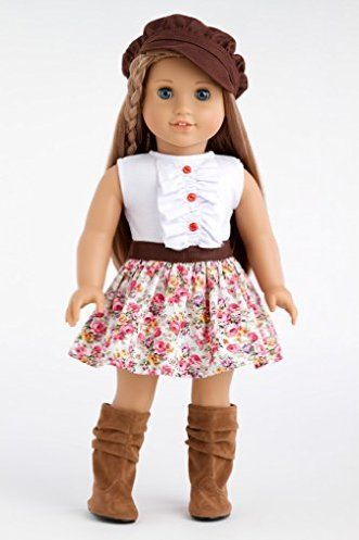 Urban Explorer - Clothes for 18 inch Doll - Brown Motorcycle Jacket, Paperboy Hat, Dress and Boots -   DIY Clothes Jacket girl dolls