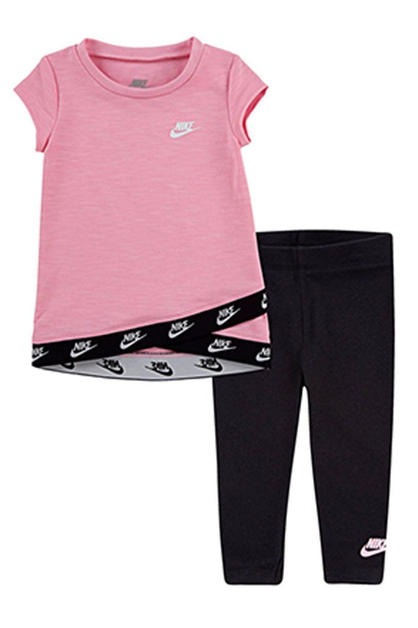 Nike Girls' Sportswear Crossover Futura T-Shirt and Leggings Set -   fitness Clothes for kids