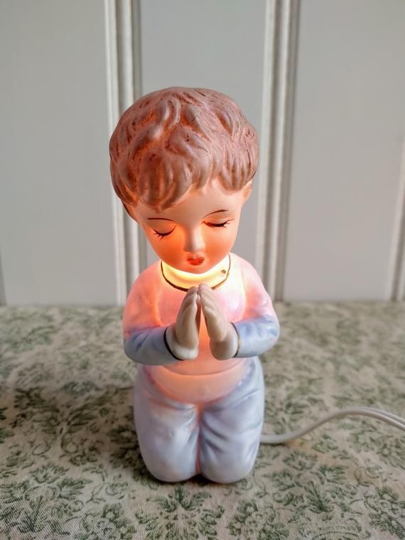 Vintage Child Praying Night Light Praying Little Boy Blue Pajamas Nursery Decor -   17 beauty Boys night ideas