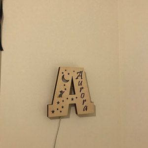 Magical night light - Boy or girl name lamp for nursery - Marquee letter Y - Wooden lamp -   17 beauty Boys night ideas