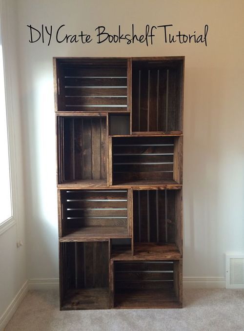 DIY Wooden Crate Bookshelf -   17 DIY Crate Bookshelf ideas