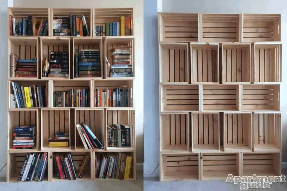 DIY Crate Bookshelf to Organize Your Space | ApartmentGuide.com -   17 DIY Crate Bookshelf ideas