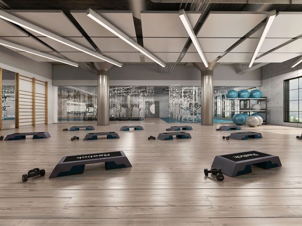 Four workout areas for the best fitness experience - Salt & Water -   17 modern fitness center interior ideas