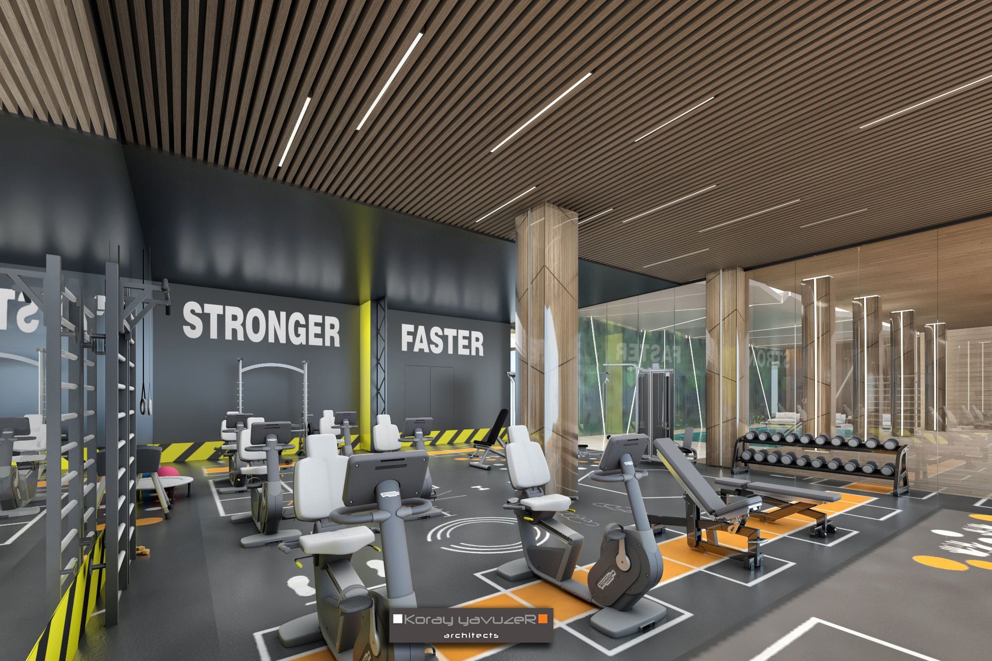 Nidapark ?stinye Social Areas -   17 modern fitness center interior ideas