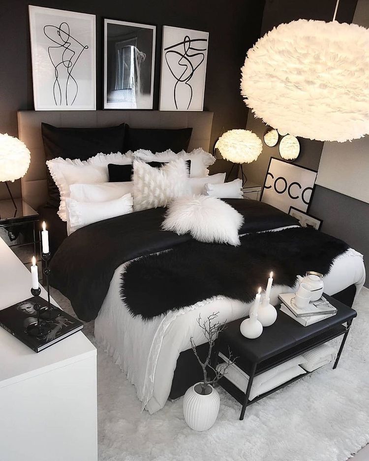 a r i e l -   20 black and white aesthetic bedroom ideas