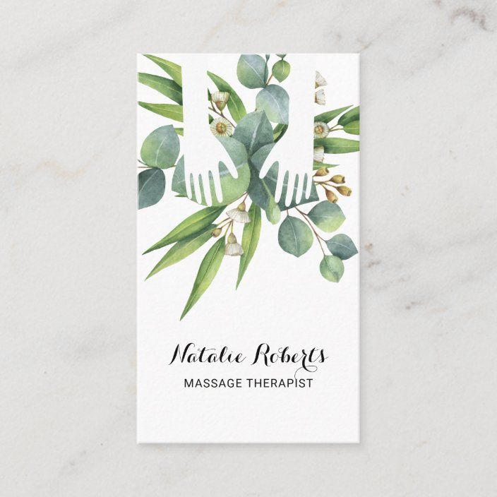 Massage Therapy Healing Hands Botanical Nature Spa Business Card -   beauty Therapy design