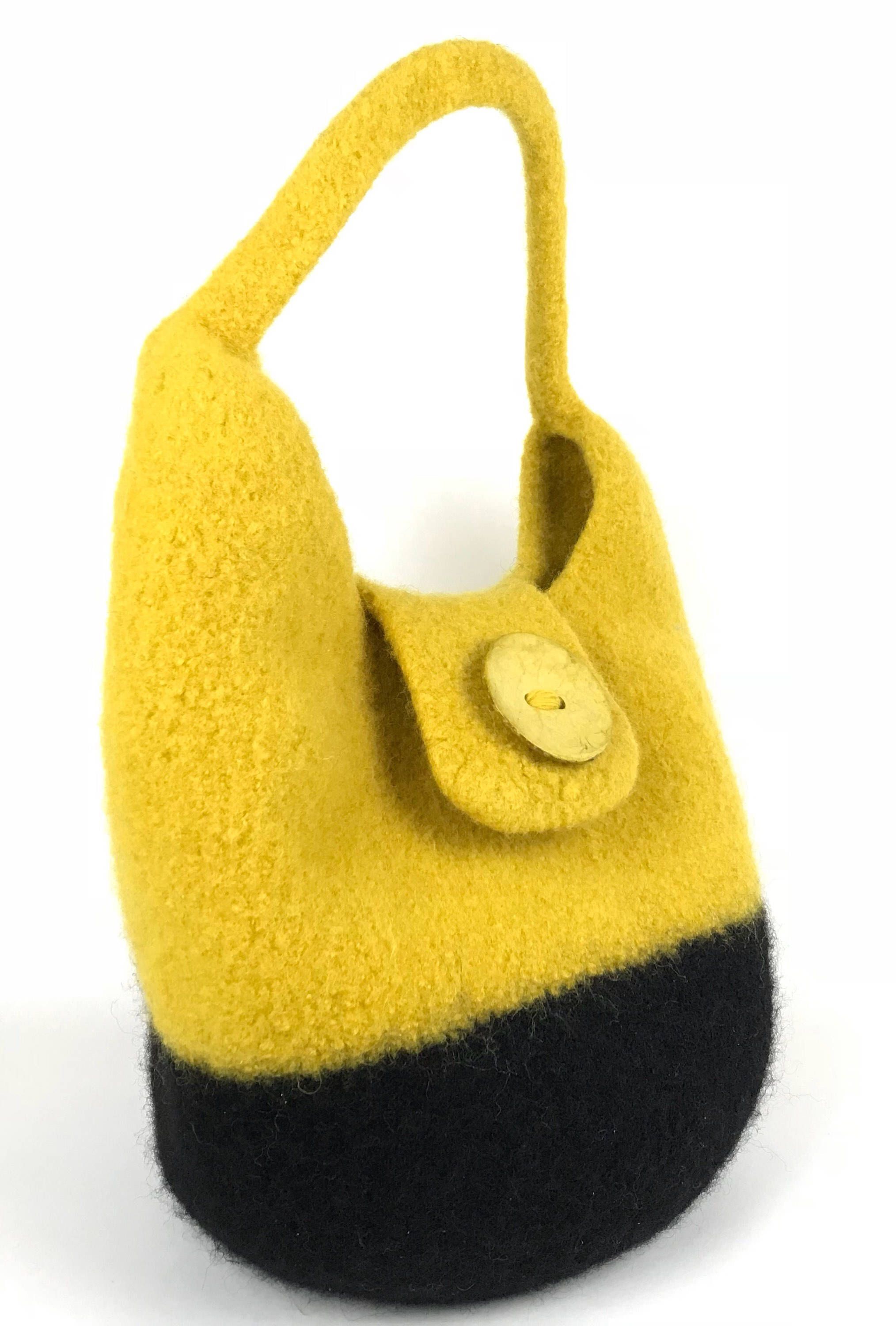 Hand Knit Bag Felted Wool Bag Color Comforts Black Bag | Etsy -   diy Bag felt
