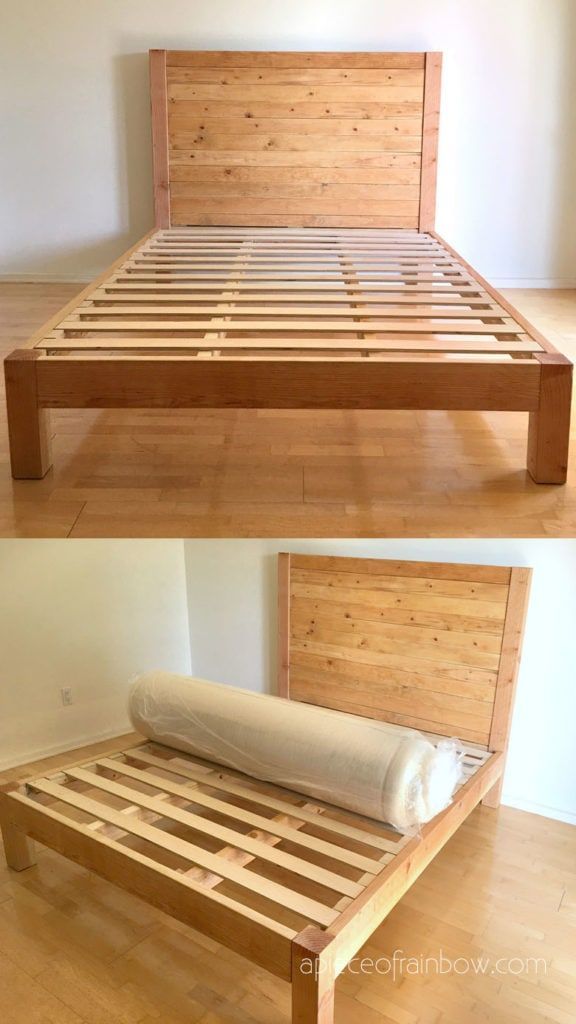 DIY Bed Frame & Wood Headboard ($1500 Look for $100!) -   diy Bed Frame decor