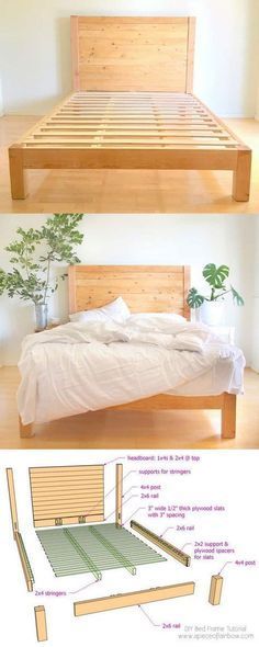 DIY Bed Frame & Wood Headboard ($1500 Look for $100!) -   diy Bed Frame decor