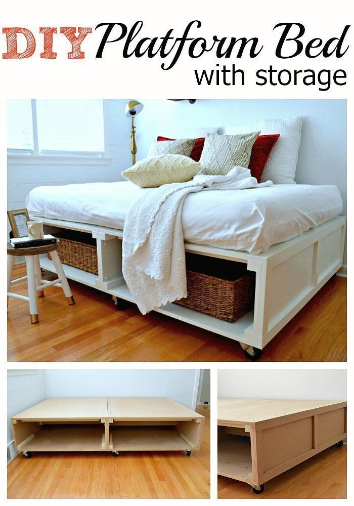 Building a DIY Platform Bed with Tons of Storage and Wheels -   diy Bed Frame with storage