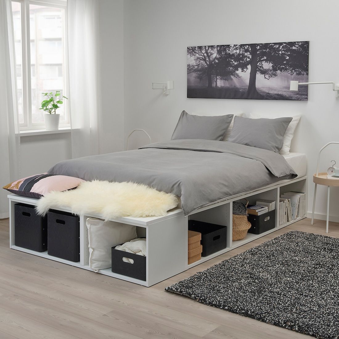 PLATSA white, Bed with storage, Depth storage space: 40 cm Length: 244 cm - IKEA -   diy Bed Frame with storage