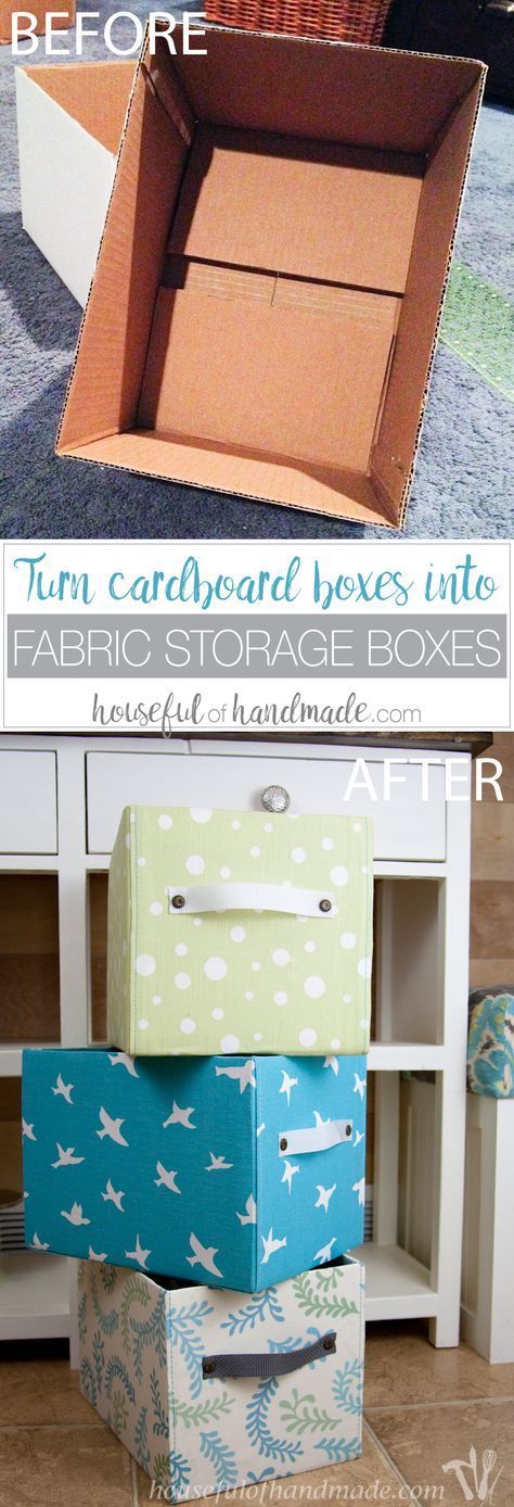 Easy DIY Fabric Storage Boxes -   diy Bookshelf cardboard