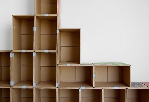5 Things to Do with… Cardboard Boxes -   diy Bookshelf cardboard