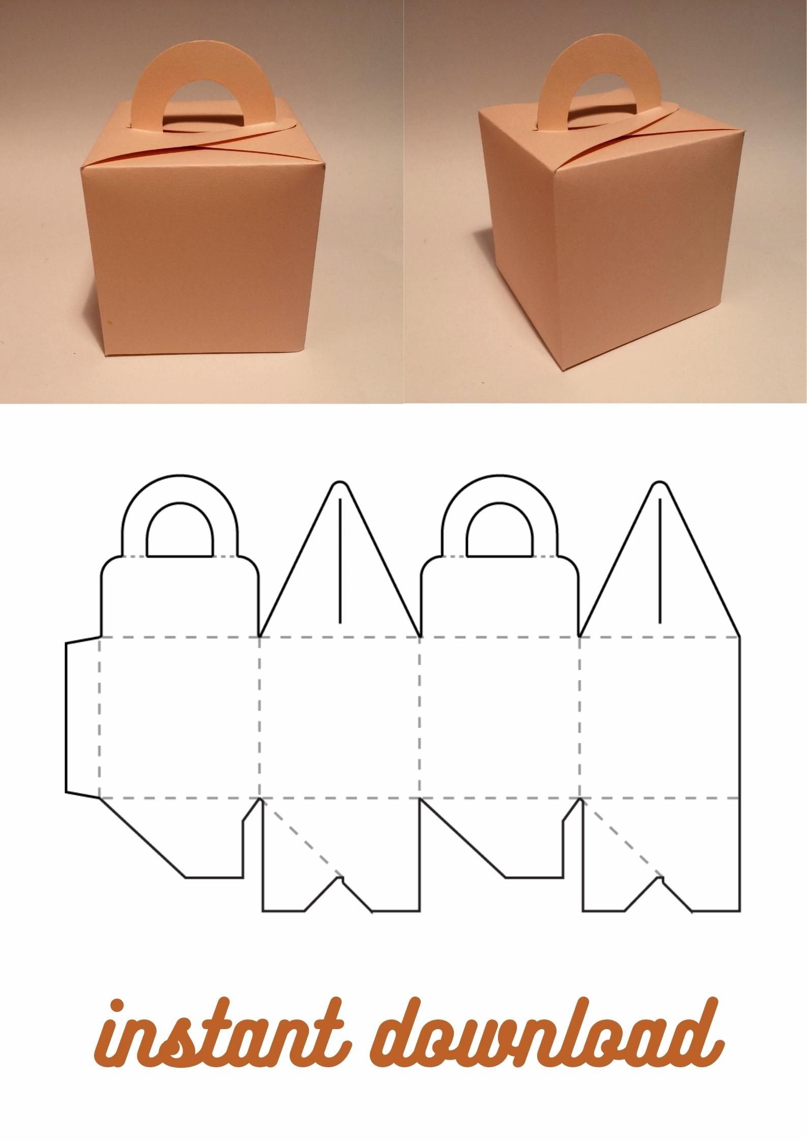 Box with handle template, square box, cube box, favor box, gift box, SVG, PDF, Cricut, Silhouette -   diy Bookshelf cardboard