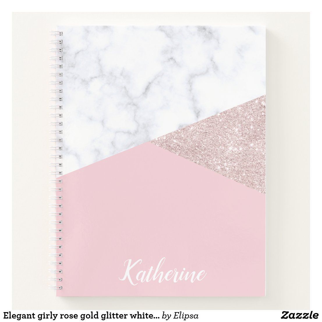 Elegant girly rose gold glitter white marble pink notebook -   diy Cuadernos manualidades