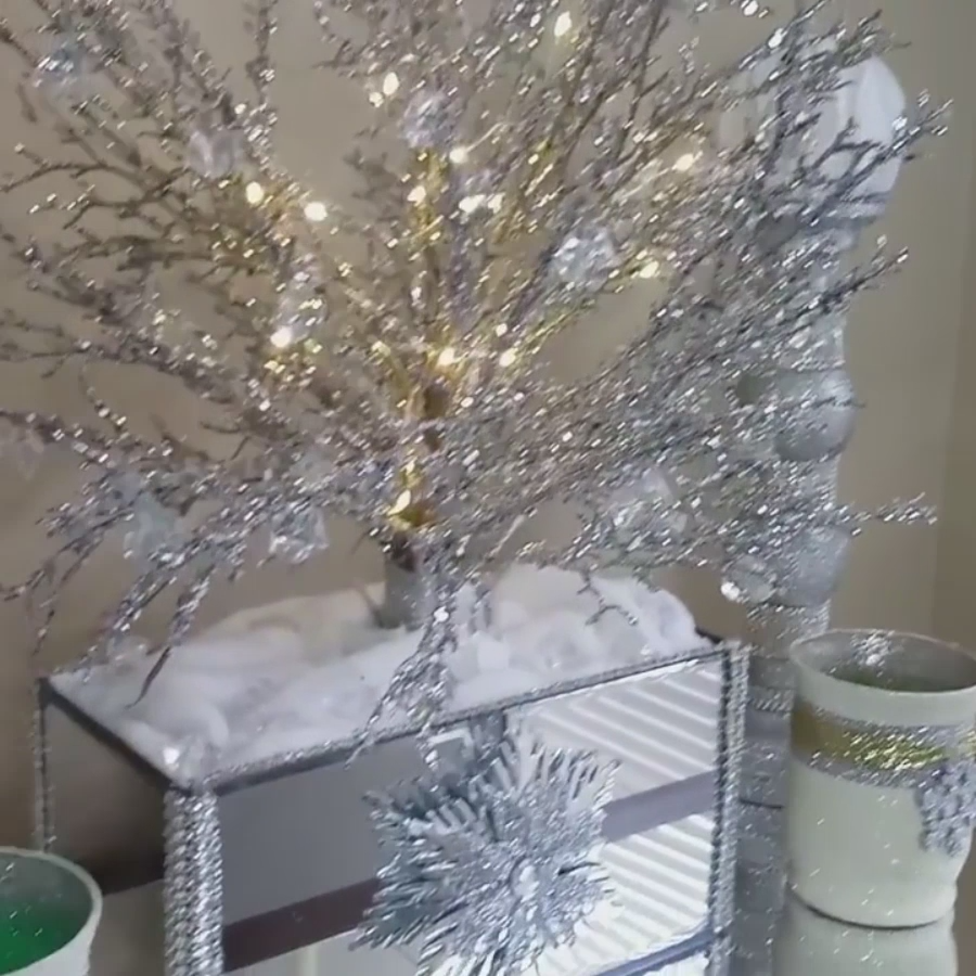 DIY Glitter and Crystal Tree - idea for Christmas -   diy Dollar Tree crafts