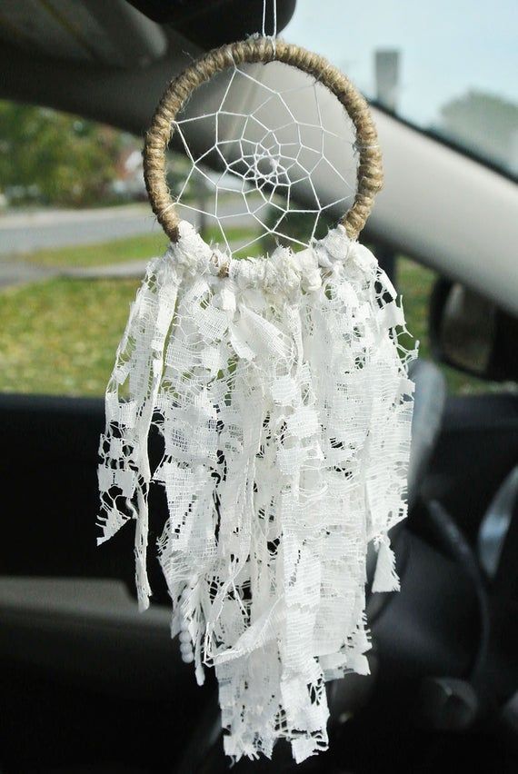 Bohemian Lace Dream Catcher for Car Mirror: Gift for Girlfriend, Special Gift for Her, Bohemian Car -   diy Dream Catcher mini