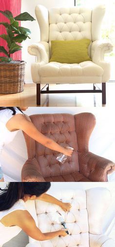 How to Paint Upholstery: Old Fabric Chair Gets Beautiful New Life -   diy Furniture upholstery