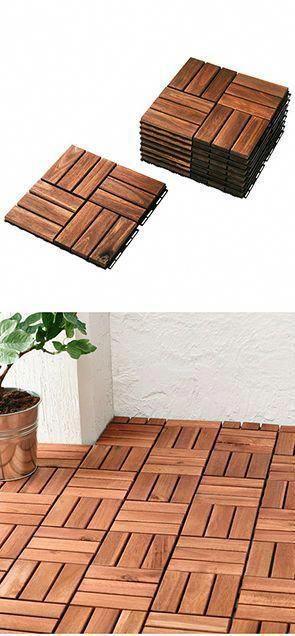 RUNNEN Decking, outdoor, brown stained, 9 sq feet - IKEA -   diy Garden floor