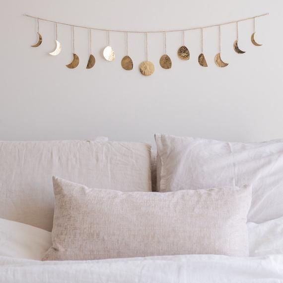 Moon Garland Decor | Phases of the Moon Decoration | Wall Hanging (Gold, 13 Moons) -   diy Home Decor tumblr