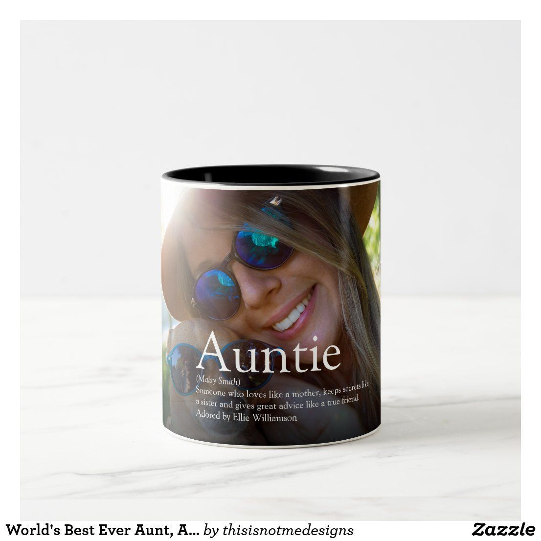 World's Best Ever Aunt, Auntie Definition Photo Two-Tone Coffee Mug -   diy Presents for aunt