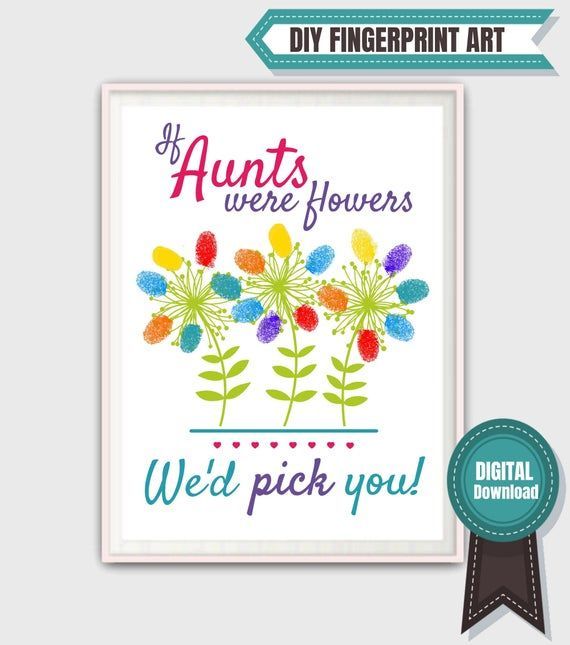 Personalized Aunt Gift - Birthday Gift for Aunt, If Aunts Were Flowers Gift from Niece, Nephew, Present, PRINTABLE Fingerprint, DIY -   diy Presents for aunt